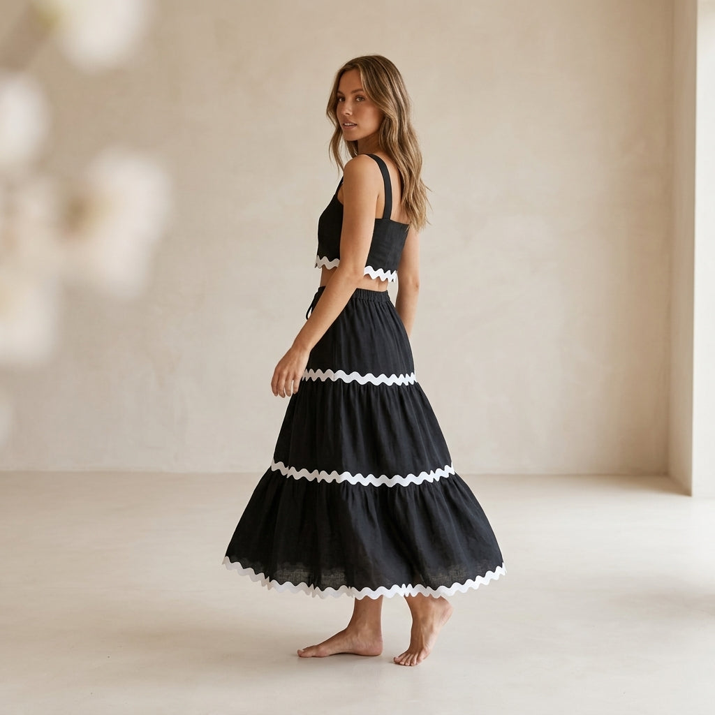 Riviera™ Completo gonna midi + top a onde