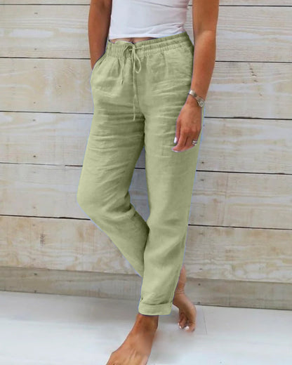 Allison - Pantaloni da abito su misura in lino e cotone di lusso