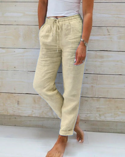 Allison - Pantaloni da abito su misura in lino e cotone di lusso
