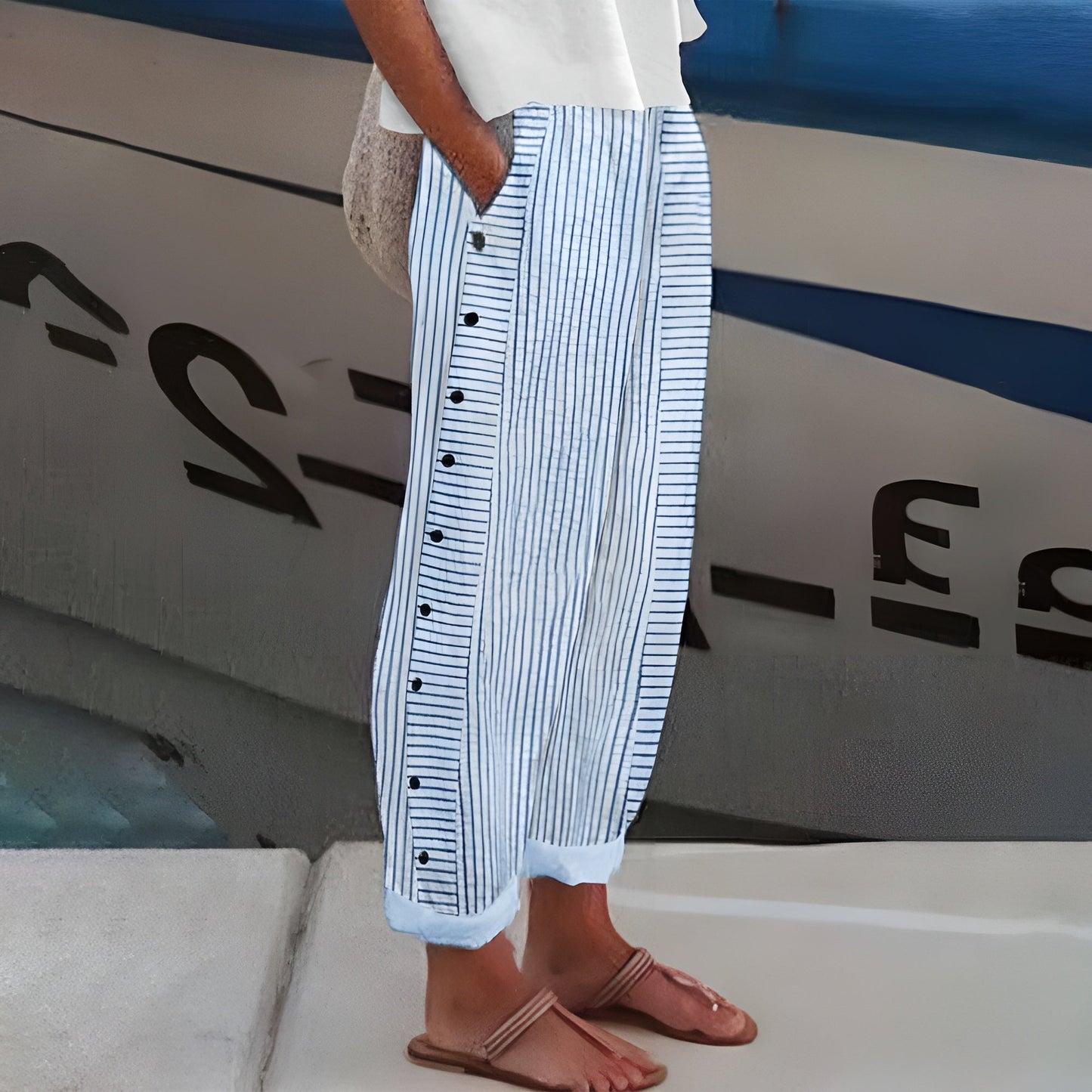 Dagny | Elegant Striped Summer Trousers