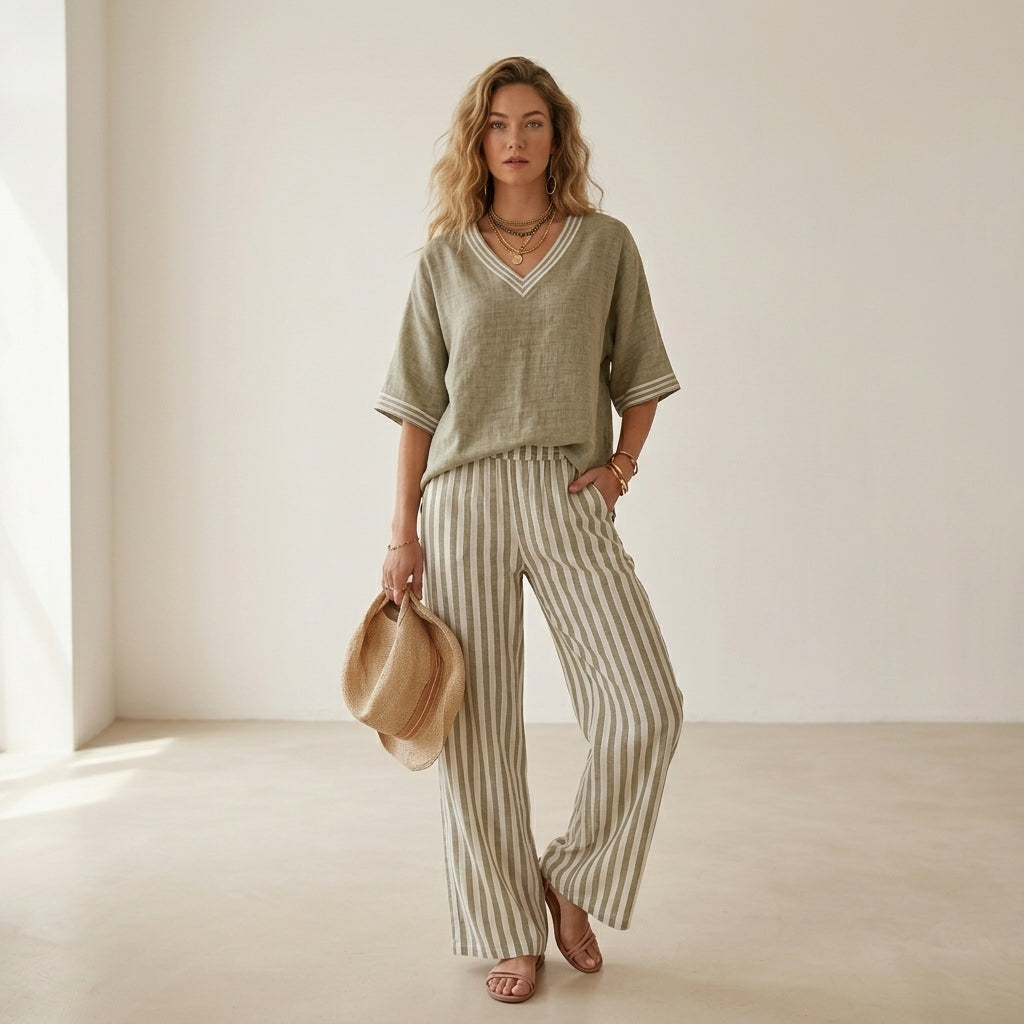 Natalia™ | Completo in lino elegante