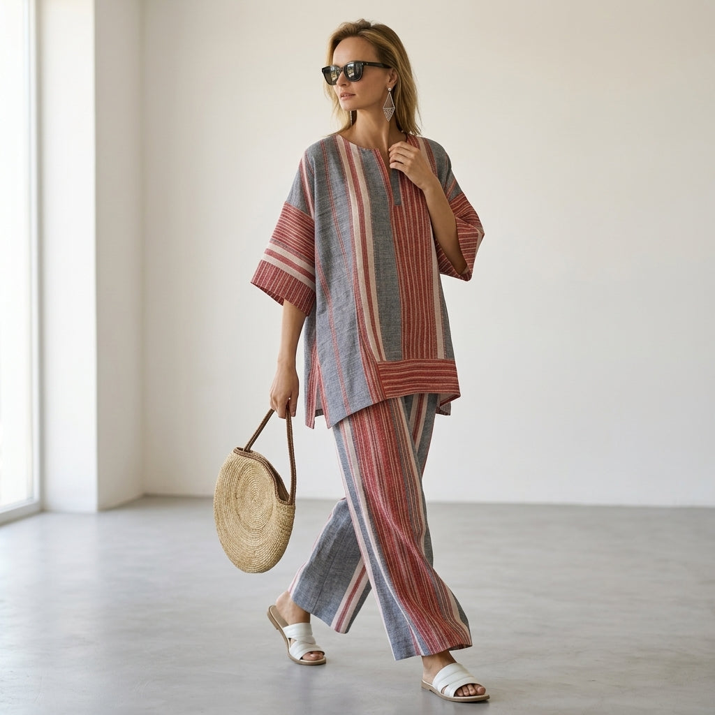 Celestina - Grigio elegante con pantaloni a gamba larga