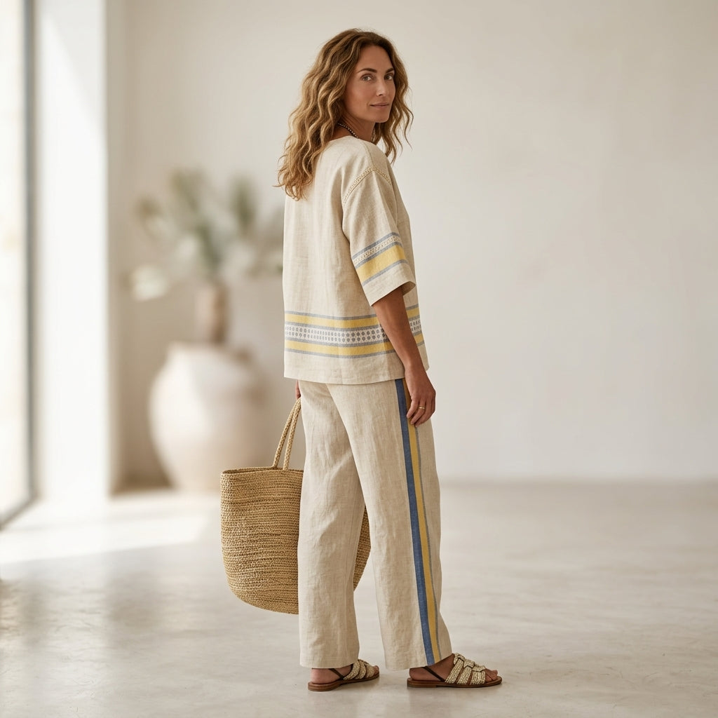 Marcella - Pantaloni in lino giallo, stile fresco ed elegante