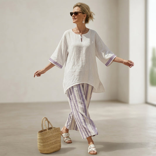 Allegra – comfy bamboo striped top and trousers