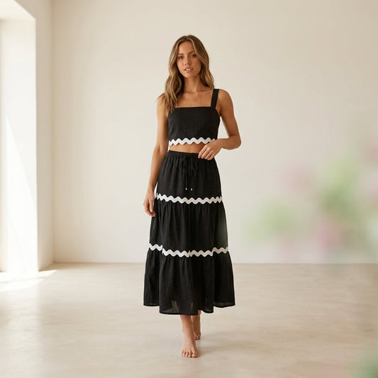 Riviera™ Completo gonna midi + top a onde