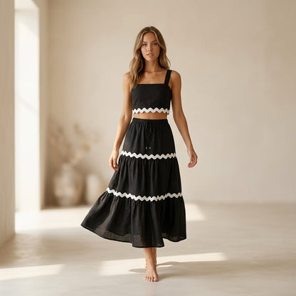 Riviera™ Completo gonna midi + top a onde