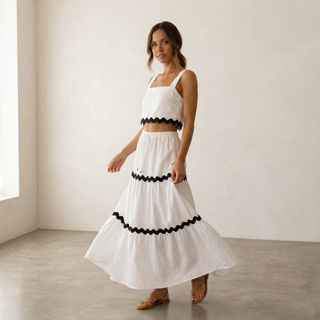 Riviera™ Completo gonna midi + top a onde