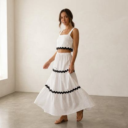 Riviera™ Completo gonna midi + top a onde