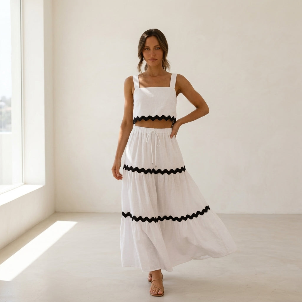 Riviera™ Completo gonna midi + top a onde