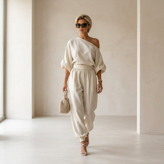 Completo in lino avorio