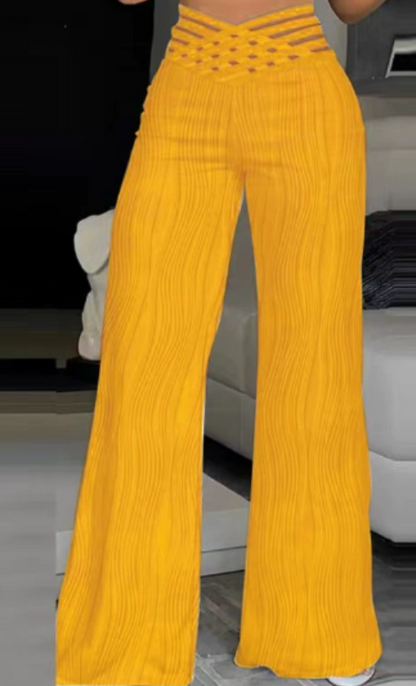Emma | Pantaloni a vita alta con motivo incrociato