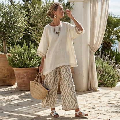Ilaria – Top sofisticato e pantaloni casual, look elegante e comodo