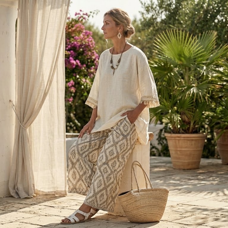 Ilaria – Top sofisticato e pantaloni casual, look elegante e comodo