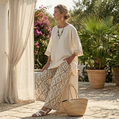 Ilaria – Top sofisticato e pantaloni casual, look elegante e comodo