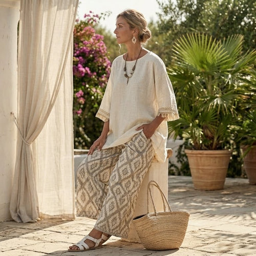 Ilaria – Top sofisticato e pantaloni casual, look elegante e comodo