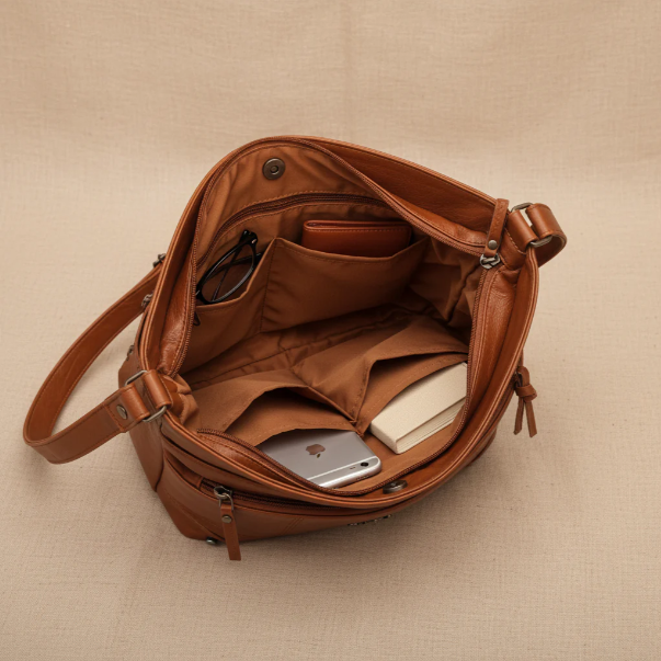 Shoulder bag in leather