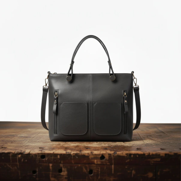 Borsa in pelle con doppia tasca