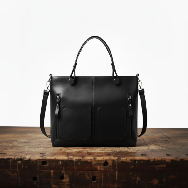 Borsa in pelle con doppia tasca