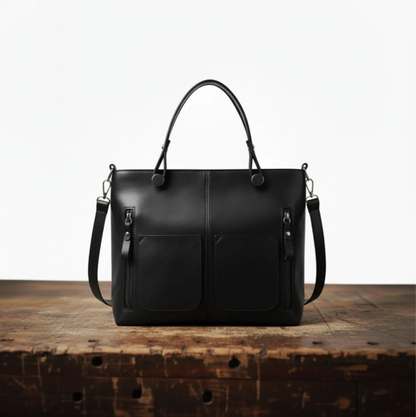 Borsa in pelle con doppia tasca