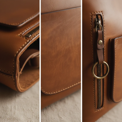 Borsa in pelle con doppia tasca