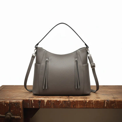 Double zip shoulder bag