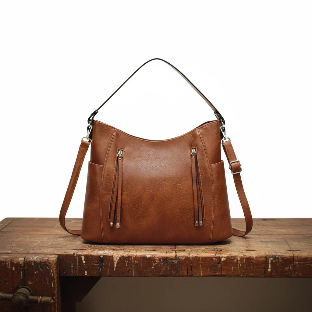 Double zip shoulder bag