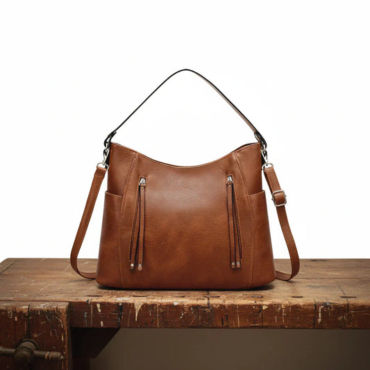 Double zip shoulder bag
