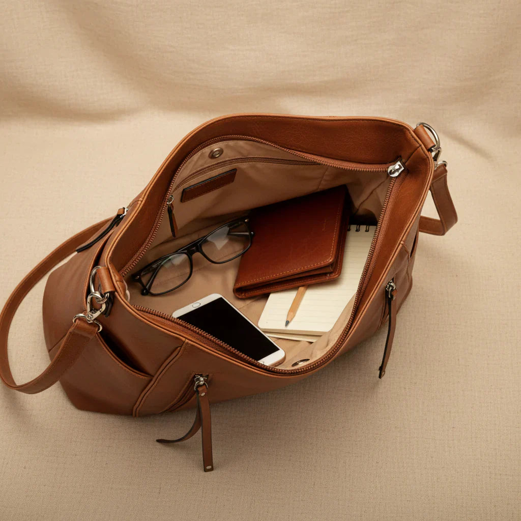 Double zip shoulder bag