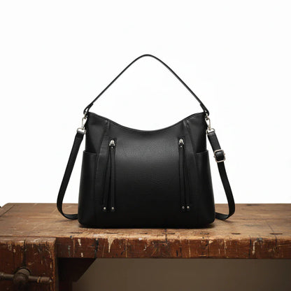 Double zip shoulder bag