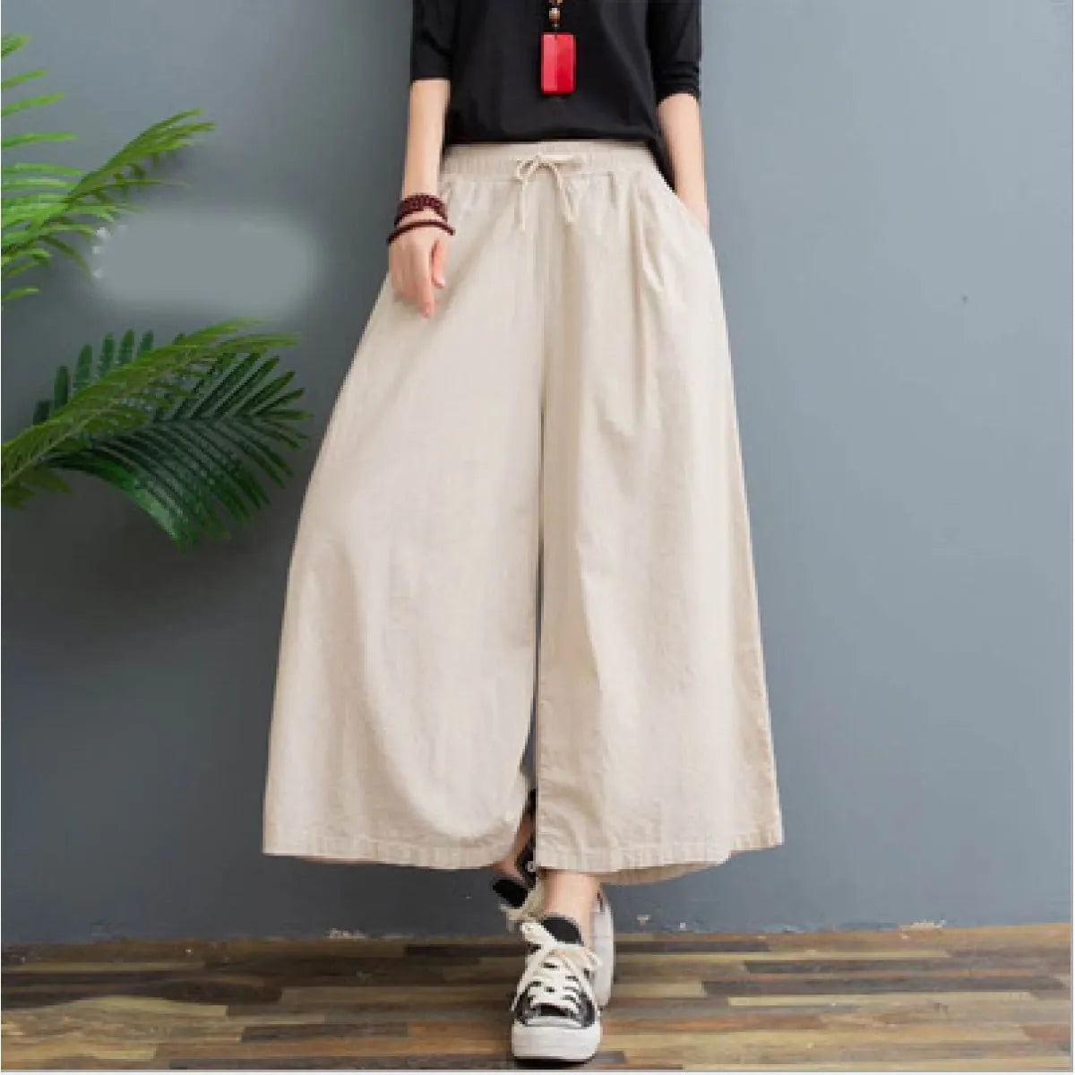 AMELINA – Pantaloni di lino plissettati con vestibilità comoda