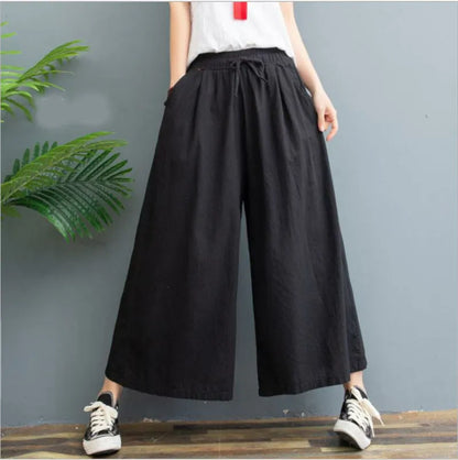 AMELINA – Pantaloni di lino plissettati con vestibilità comoda